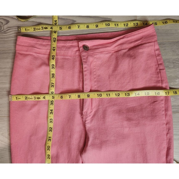 Vintage Pink Bell-bottom Jeans Flare Retro 70's Style Sz L - Picture 8 of 8